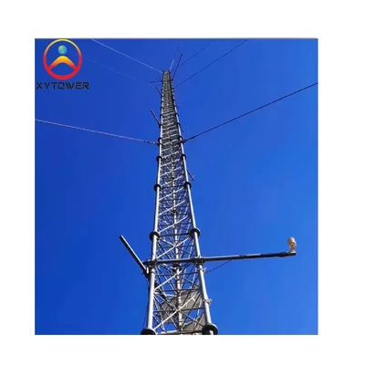 Hot Dip Galvanized Guyed Wire 3 Legged Steel Pipe Lattice Microwave Telecommunication Tower