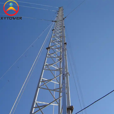 Hot Dip Galvanized Guyed Wire 3 Legged Steel Pipe Lattice Microwave Telecommunication Tower