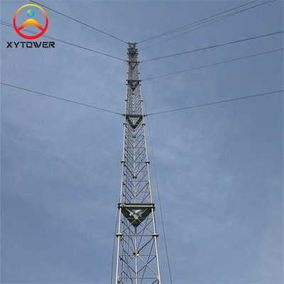 Hot Dip Galvanized Guyed Wire 3 Legged Steel Pipe Lattice Microwave Telecommunication Tower