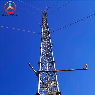 3 Legged Tubular Iron Galvanized Gsm Antenna Guy Wire 30m Lattice Triangle Mast Guyed Tower