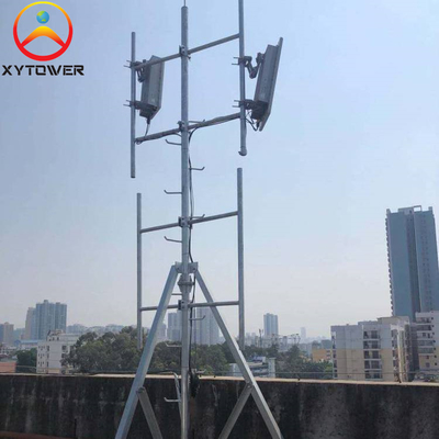 Galvanized Cell Phone Steel Pole Telecommunication Rooftop Tower