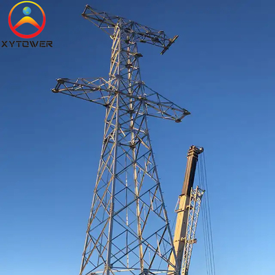 Galvanized Q235/Q355 Angle Steel Single Circuit Lattice Electrical Transmission Pylon Tower