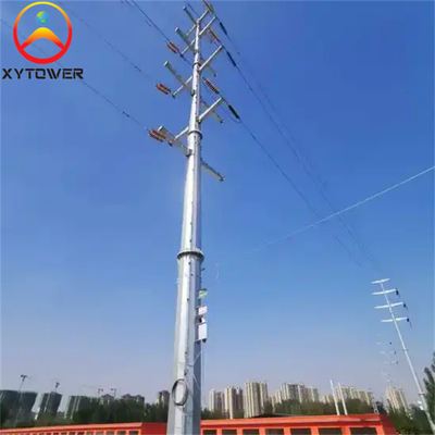 High Voltage 10kV-500kV Flange Type Electric Power Transmission Lines Monopole Tower