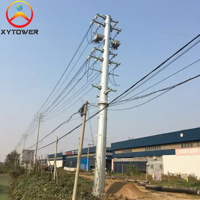 High Voltage 10kV-500kV Flange Type Electric Power Transmission Lines Monopole Tower