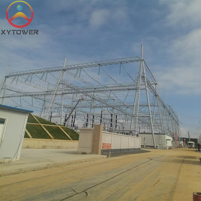 High Voltage 220KV Galvanized Substation Structure Substation Steel Round Poles