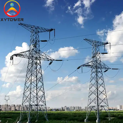 Galvanized High Tension 400kv Electric Transmission Line Steel Tower